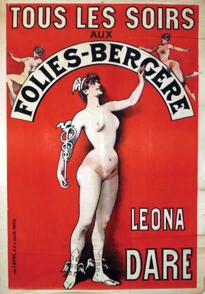 null Folies-Bergère - Leona Dare. / Appel Paris 1 Affiche Non-Entoilée B.E. B + Plis....