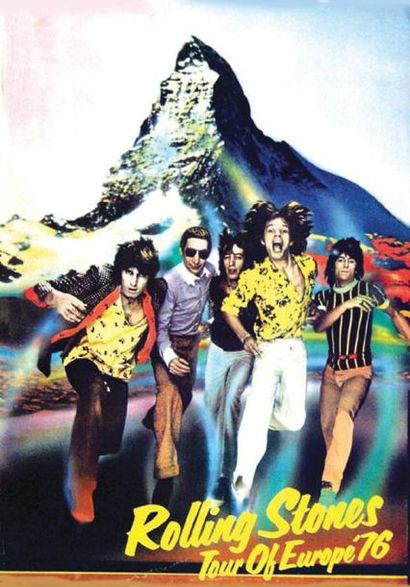 null Rolling Stones devant le Cervin / Tour of Europe' 76. / Delow Printer S. England...