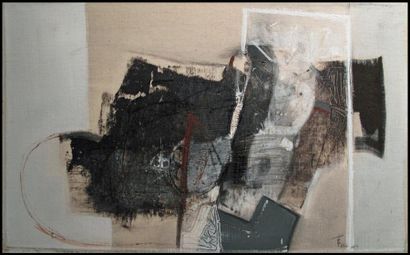TELL Christian Hamagouma 
 Pigments et liant sur toile 
 SBD 
 30 x 50 cm