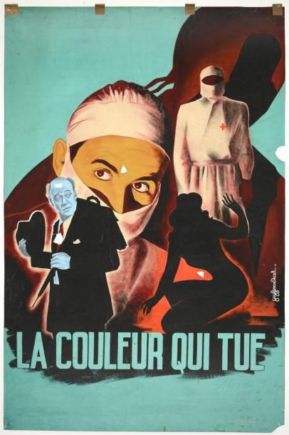 GILLIAT Sidney COULEUR QUI TUE (la) 1947 Maquette originale. Manques, froissures,...