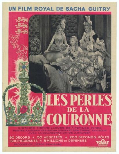 GUITRY Sacha PERLES DE LA COURONNE (les) 1937 Affiche entoilée en bon état. France...