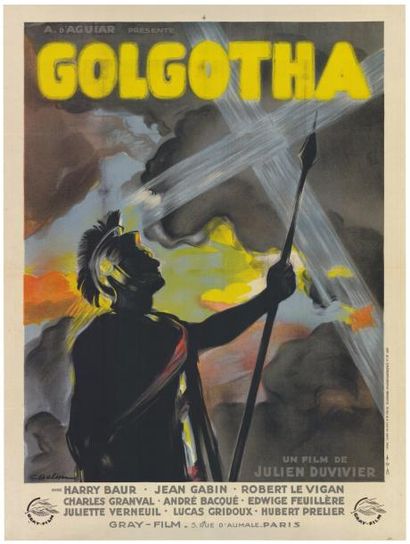 DUVIVIER Julien GOLGOTHA 1934 Affiche entoilée en très bon état. France 120x160c...