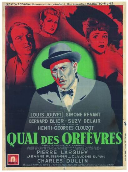 CLOUZOT Henri-Georges QUAI DES ORFEVRES 1947 Affiche entoilée en très bon état. France...