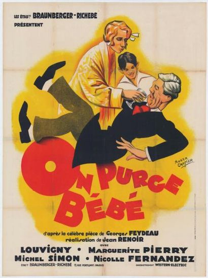 RENOIR Jean ON PURGE BEBE 1931 Affiche entoilée en bon état. France 120x160cm