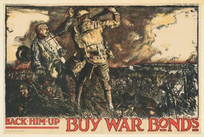 Frank Brangwyn BUY WAR BONDS BACK HIM UP, Affiche entoilée