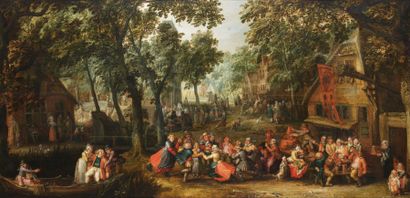David VINCKBOONS (Malines 1576 - Amsterdam 1632) « La kermesse flamande » Panneau,...