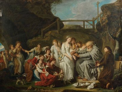 Jean-Baptiste GREUZE (Tournus 1725 - Paris 1805) « L'Ermite ou Le Donneur de chapelets...
