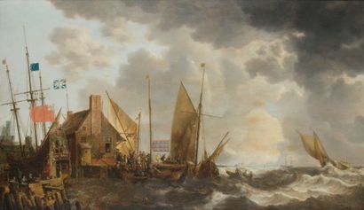 Bonaventura PEETERS (Anvers 1614 - Hoboken 1652) « Le retour au port » Panneau parqueté...
