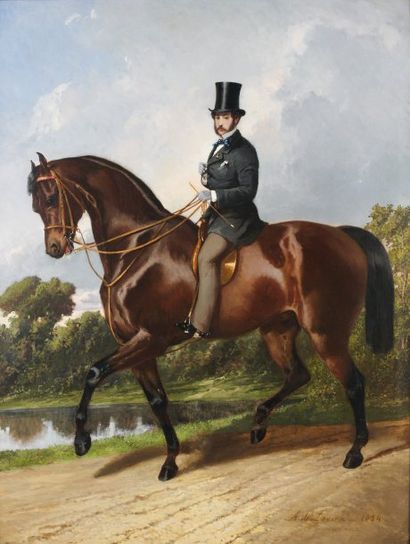 Alfred de DREUX (Paris 1810 - 1860) « Le cavalier » Sur sa toile d'origine. Signée...