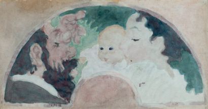 Pierre BONNARD (1867-1947) « La famille du compositeur Claude Terrasse, 1892 » Aquarelle...