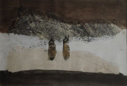 VIGNAT Félicie La montagne noire / Technique mixte sur papier / SBD / 30 x 40 cm