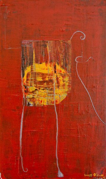 LUCIE O'MOON Poisson rouge / Acrylique sur toile / SBD / 55 x 33 cm