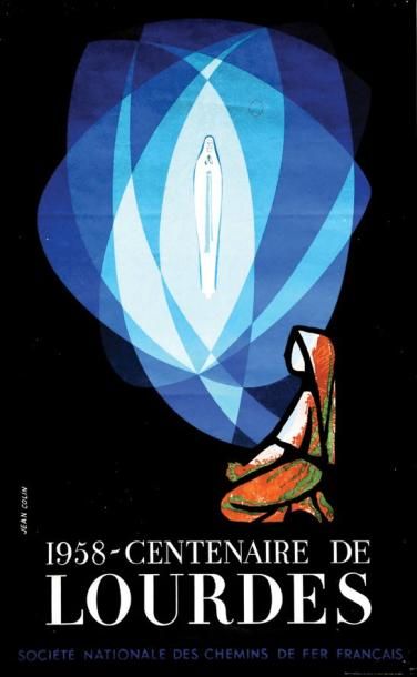null 1958 - Centenaire de Lourdes - COLIN JEAN - SNCF. 1958. - Perceval Paris 1 Affiche...