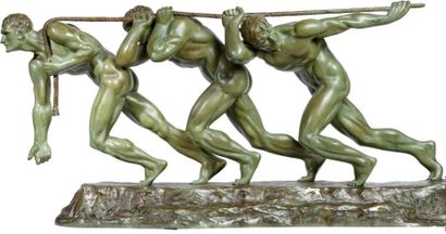 Maurice GUIRAUD RIVIERE (1881-1947) La force Grande sculpture en bronze à patine...
