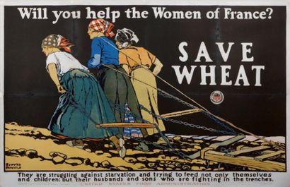 null «Will you help the women of France». Femmes labourant un champ. Illustration...