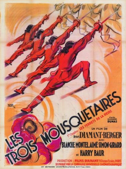  TROIS MOUSQUETAIRES (les) DIAMANT-BERGER Henri - 1932 Affiche pliée en très bon...