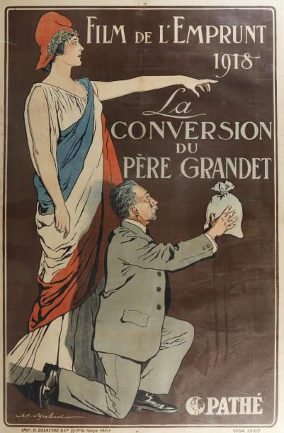 null CONVERSION DU PERE GRANDET (la) 1917 - Affiche encadrée en bon état 80x120c...