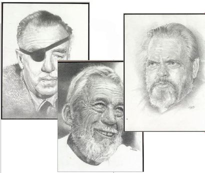 null FAUGERE 3 dessins au crayon sur papier 24x30cm