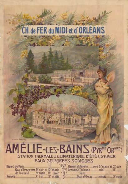 null AMELIE LES BAINS LOUISE ABBEMA Affiche roulée, déchirures, pettts trous, quelques...