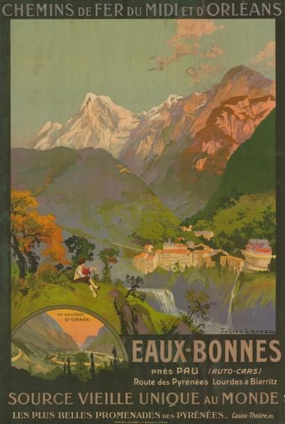 null EAUX-BONNES JULIEN LACAZE - 1925 Affiche roulée quelques déchirures 75x107c...