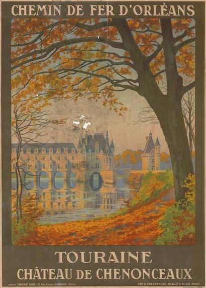 null TOURAINE CHENONCEAUX Chemin de Fer d'Orléans CONSTANT-DUVAL Affiche roulée,...