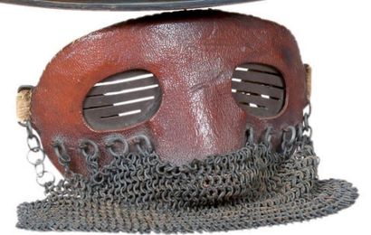 null Masque facial des chars de combat (type anglais) en fer recouvert de cuir, avec...