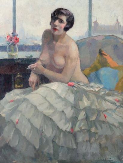Elie Anatole PAVIL (1873-1944) La maison de la danseuse, 1930 Huile sur toile. Signée...