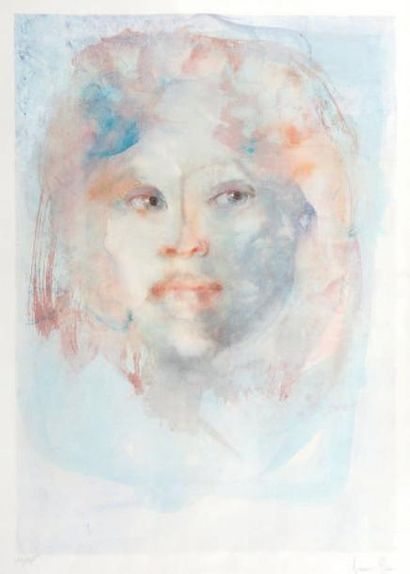 Léonor FINI (1908-1996) Visage Lithographie, contresignée en bas en bas à droite...