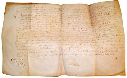 null CHARTES. Chartes sur vélin du XVIIe siècle. Lot de 6 pièces: 2 pièces de 1604...