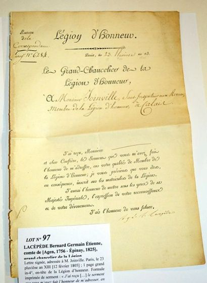 LACÉPÈDE Bernard Germain Étienne, comte de [Agen, 1756 - Épinay, 1825]