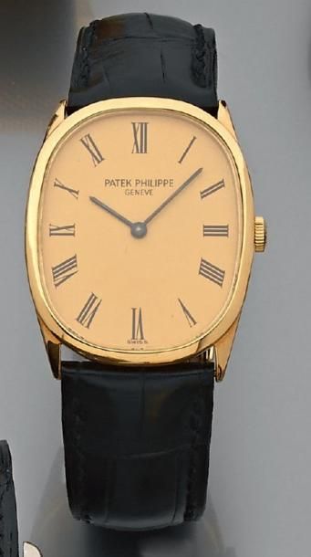 null Montre- bracelet PATEK PHILIPPE Modèle «Ellipse», en or jaune 18k sur cuir;...