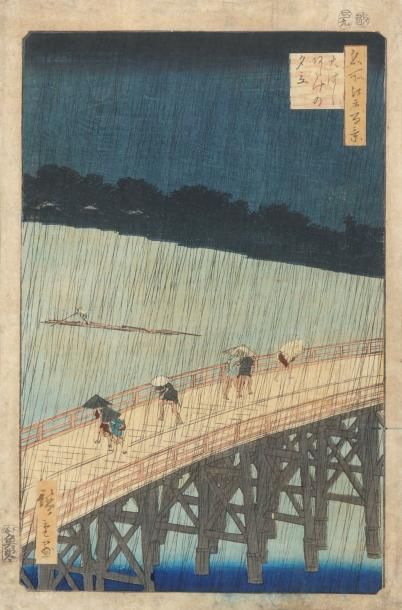 Ando Hiroshige (1797-1858) Oban tate-e de la série "Meisho Edo hyakkei", les cent...