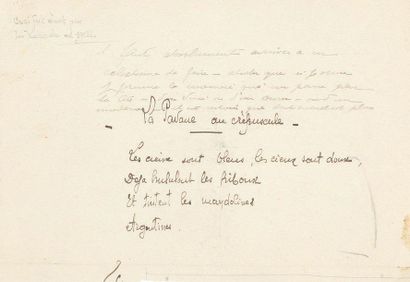 null POEME: Précieux petit poème manuscrit écrit par La Varende en 1908 (selon une...