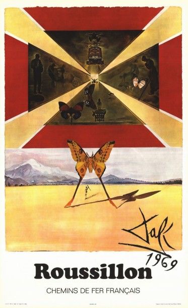 DALI CHEMINS DE FER - ROUSSILLON
 Affiche roulée en très bon état
 60x100cm