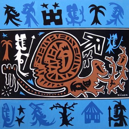 DJIHEM Nuit africaine Acrylique sur toile / SBD / 50 x 50 cm