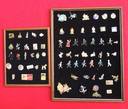 HERGÉ Pins Tintin. Ensemble de 70 pins ou broches sur le thème Tintin et ses amis....