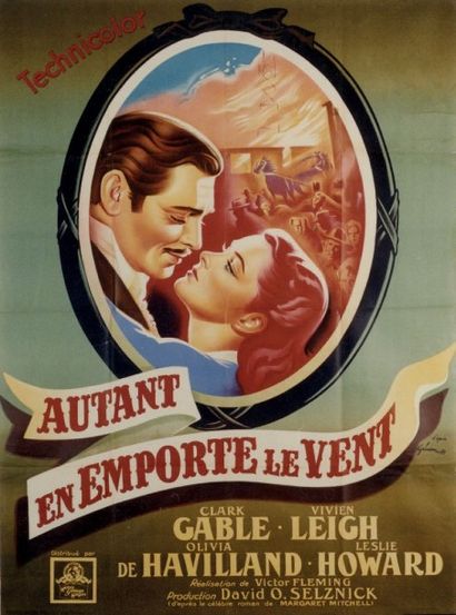 null AUTANT EN EMPORTE LE VENT FLEMING Victor - 1939 Affiche française pliée en très...