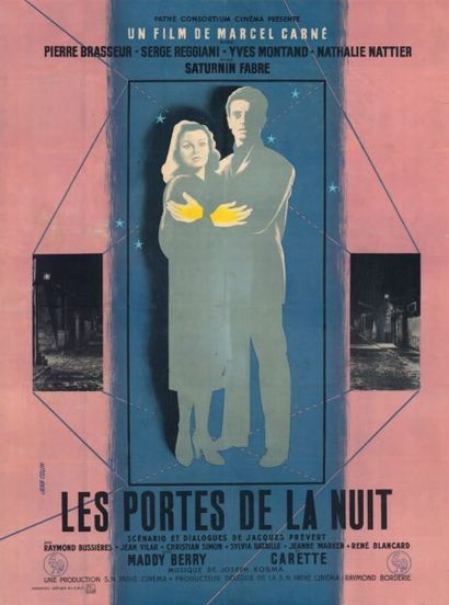 null PORTES DE LA NUIT (les) CARNE Marcel - 1946 Affiche française. Entoilage ancien,...