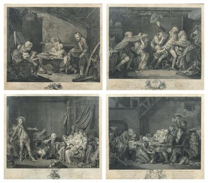 Jean-Baptiste GREUZE (1725-1805), d'après Le fils ingrat L'occupation paisible L'heureux...