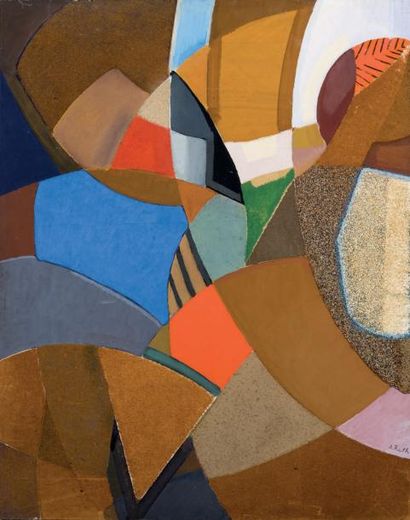 ALFRED RETH (1884-1966) Composition n°2, 1958 Peinture, sable et matière sur bois...
