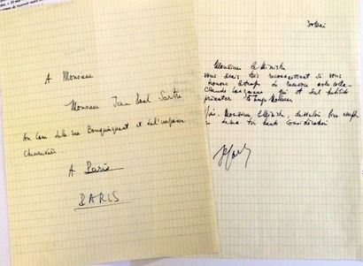 SARTRE Jean-Paul Lettre autographe signée, adressée à un ministre. «30 mai»; 1 page...