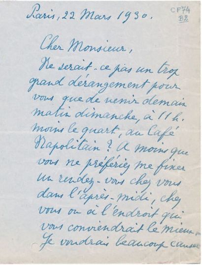 null Lettres du Marquis FOLCO de BARONCELLI-JAVON (1869 - 1943) Documents B1 à B5...