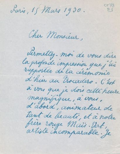 null Lettres du Marquis FOLCO de BARONCELLI-JAVON (1869 - 1943) Documents B1 à B5...