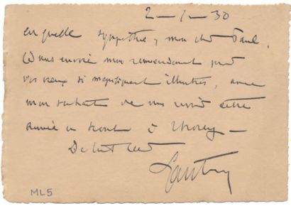 null Lettres du Maréchal LYAUTEY (1854 - 1934) à Paul COZE et lettre de S. Exc. Le...