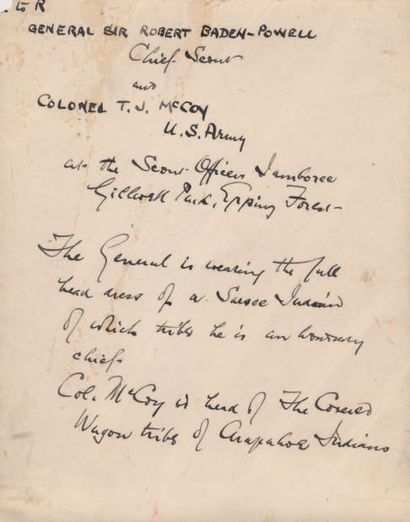 null Lettre et photographie encadrées de BADEN POWELL (1857 - 1941) Général Sir R....