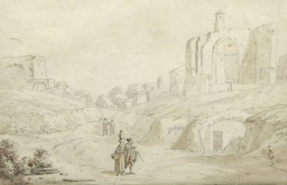 Constant BOURGEOIS de CASTELET (Guiscard 1767-1841) Vue de San Germana au pied du...
