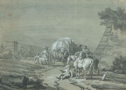 J acques François Joseph SWEBACH (1769-1823) Campement militaire Plume encre de chine,...