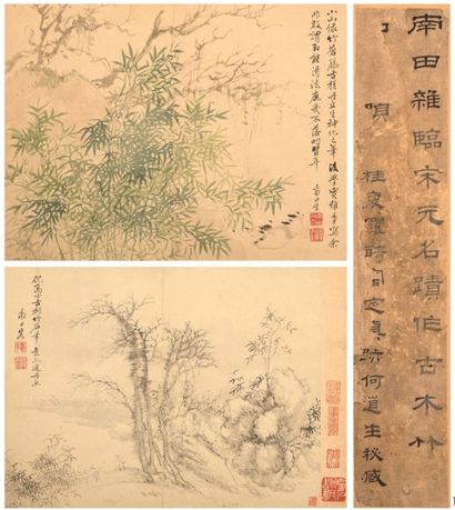 CHINE - XIXe siècle Huit feuilles d'album de peintures à l'encre et couleurs sur...