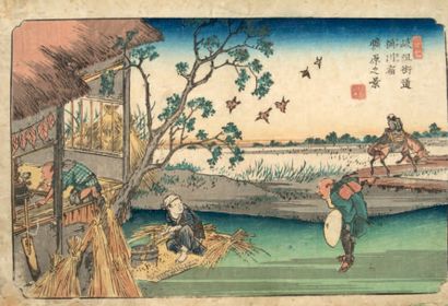 Eisen (1790-1848) Oban yoko-e from the series "Kisokaido Rokujuku Tsugi no uchi",...