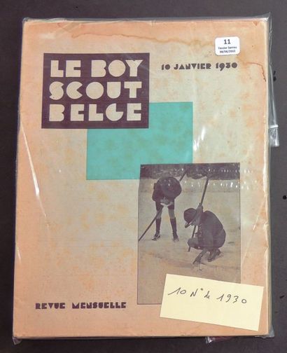 null «Le Boy Scout belge». 1930. Lot de numéros avec nombreux dessins d'Hergé. Très...